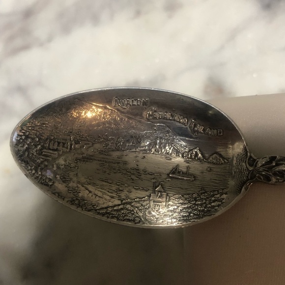 𝅺vtg Sterling Silver Avalon Catalina Island Souvenier Spoon Floral Ocean 5.5” - Picture 4 of 8